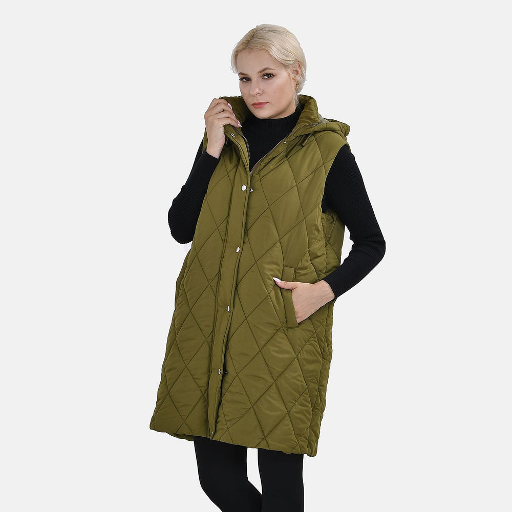 Tamsy Hoodie Puffer Gilet with 2 Side Pockets (Size XXL) - Green