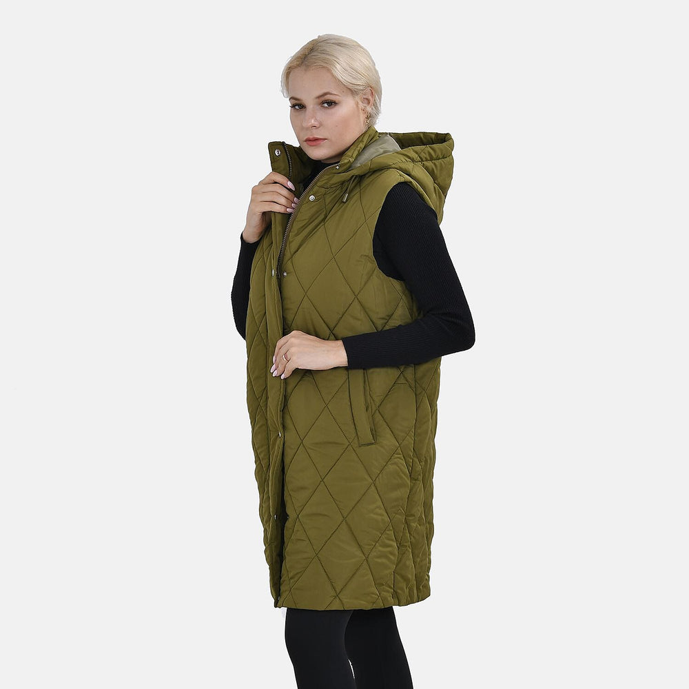 Tamsy Hoodie Puffer Gilet with 2 Side Pockets (Size XXL) - Green