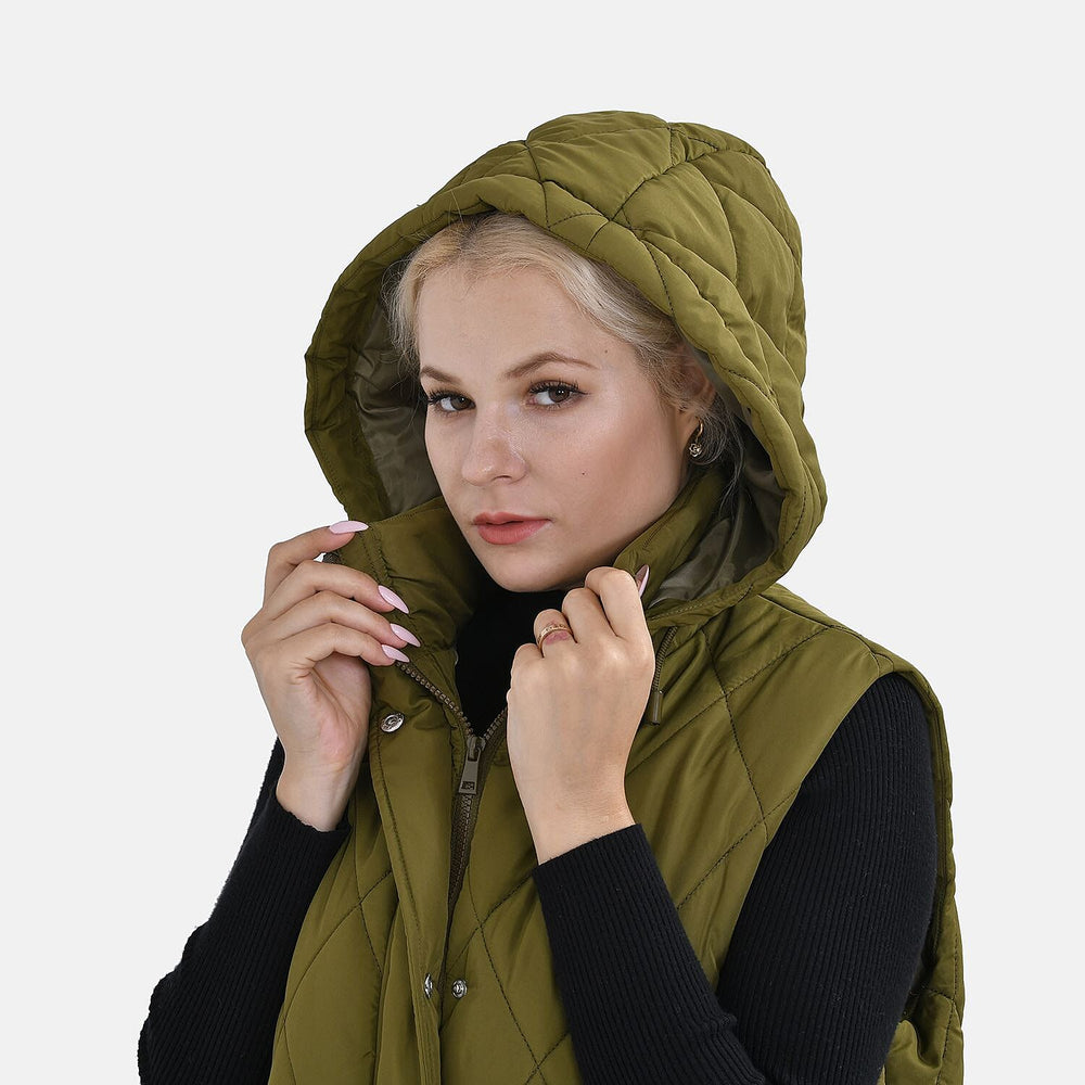 Tamsy Hoodie Puffer Gilet with 2 Side Pockets (Size XXL) - Green
