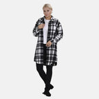 TAMSY Brushed Checked Long Length Shacket (Size XXL) - Black