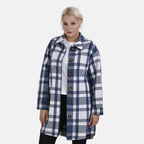 TAMSY Brushed Checked Long Length Shacket (Size M) - Blue