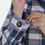 TAMSY Brushed Checked Long Length Shacket (Size L) - Blue