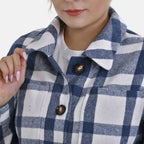 TAMSY Brushed Checked Long Length Shacket (Size XXL) - Blue