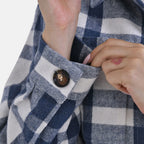 TAMSY Brushed Checked Long Length Shacket (Size XXL) - Blue