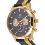 William Hunt Multifunction Japanese Movement 5ATM Watch with Black & Yellow Leather Strap, Mineral Glass