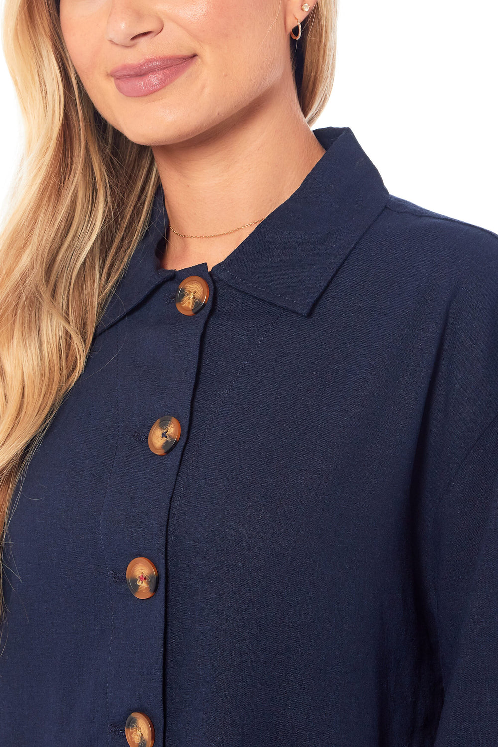 Charlotte West Ladies Linen Jacket (Size 12) - Navy