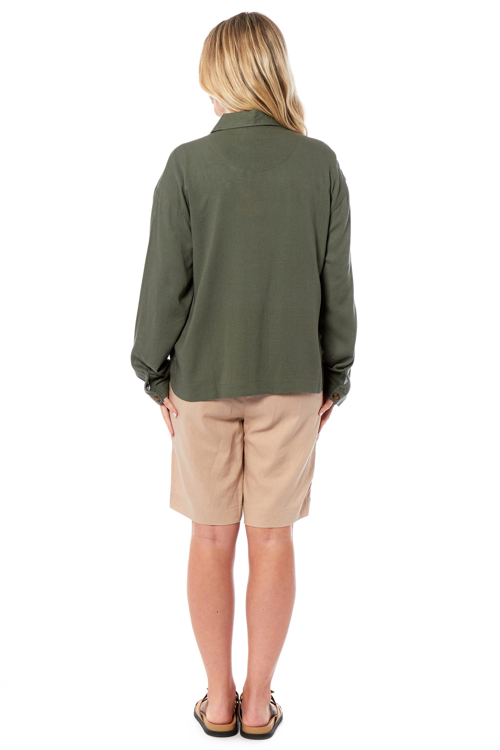 Charlotte West Ladies Linen Jacket (Size 12) - Khaki
