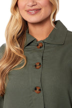Charlotte West Ladies Linen Jacket (Size 12) - Khaki