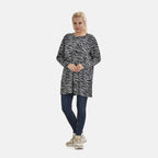 Closeout Deal Zebra Stripe Pattern Jersey Top (One Size) - Black - Grey