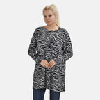 Closeout Deal Zebra Stripe Pattern Jersey Top (One Size) - Black - Grey