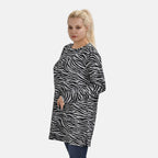 Closeout Deal Zebra Stripe Pattern Jersey Top (One Size) - Black - Grey