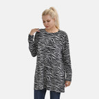 Closeout Deal Zebra Stripe Pattern Jersey Top (One Size) - Black - Grey