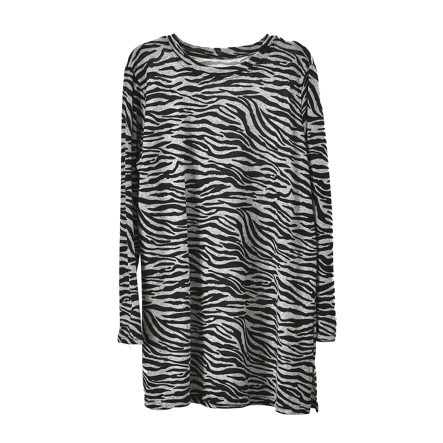 Closeout Deal Zebra Stripe Pattern Jersey Top (One Size) - Black - Grey