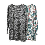 Closeout Deal Zebra Stripe Pattern Jersey Top (One Size) - Black - Grey