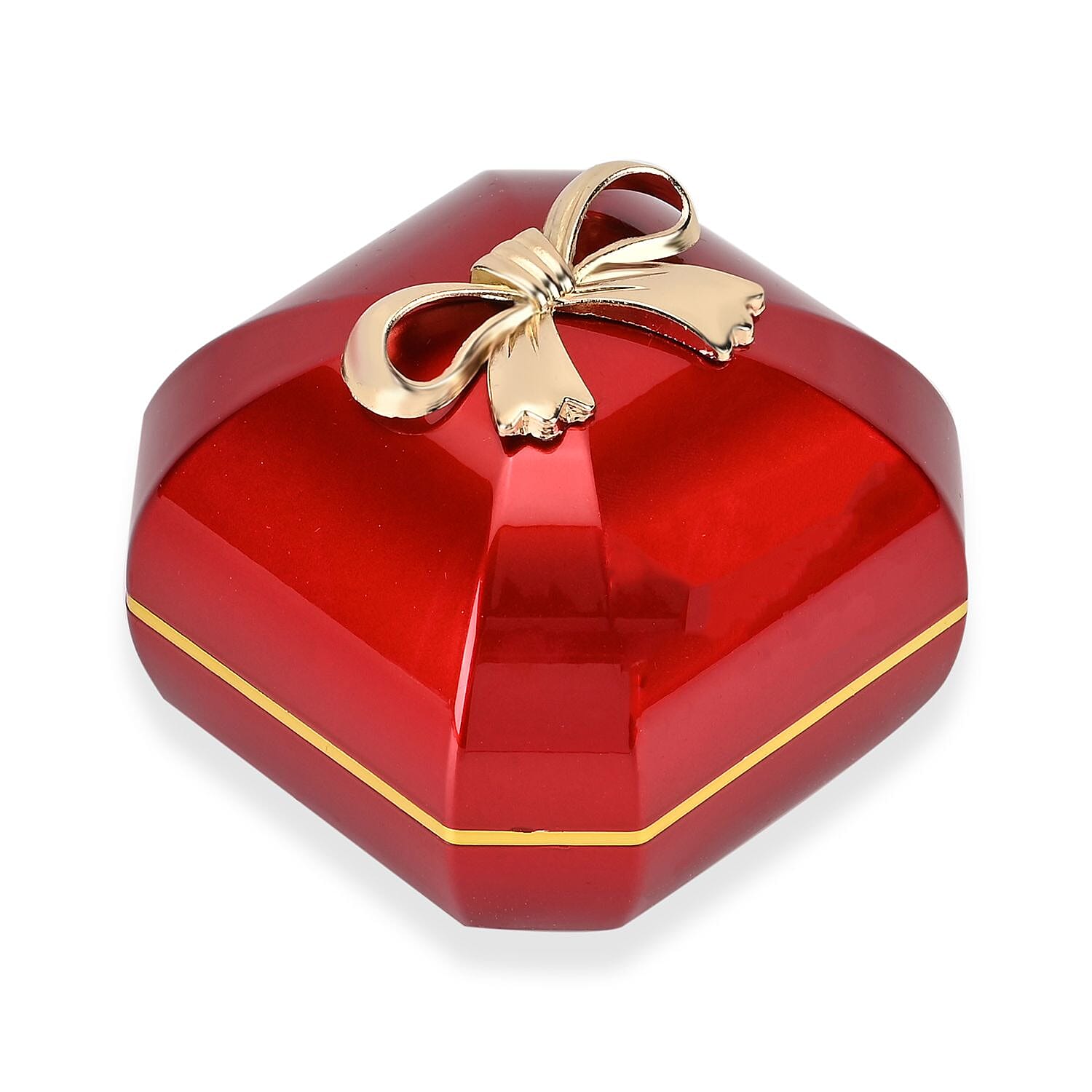 Luxurious Polished LED Lighted Solid Ring Box With Anti-Tarnish Protection (Size - 7x7x6 cm) - Red