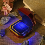 Luxurious Polished LED Lighted Solid Ring Box With Anti-Tarnish Protection (Size - 7x7x6 cm) - Red