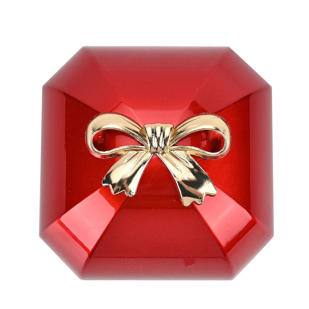 Luxurious Polished LED Lighted Solid Ring Box With Anti-Tarnish Protection (Size - 7x7x6 cm) - Red