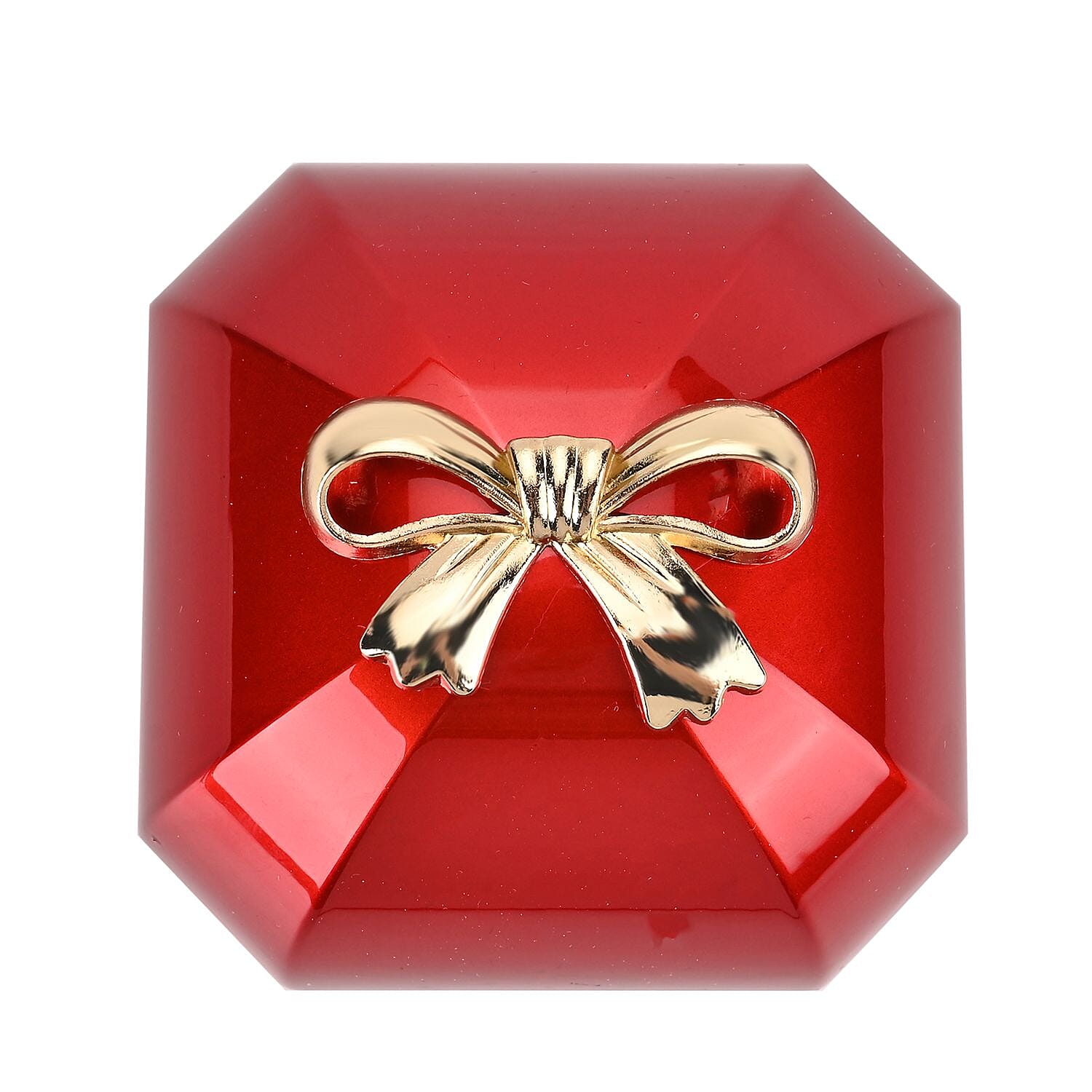 Luxurious Polished LED Lighted Solid Ring Box With Anti-Tarnish Protection (Size - 7x7x6 cm) - Red