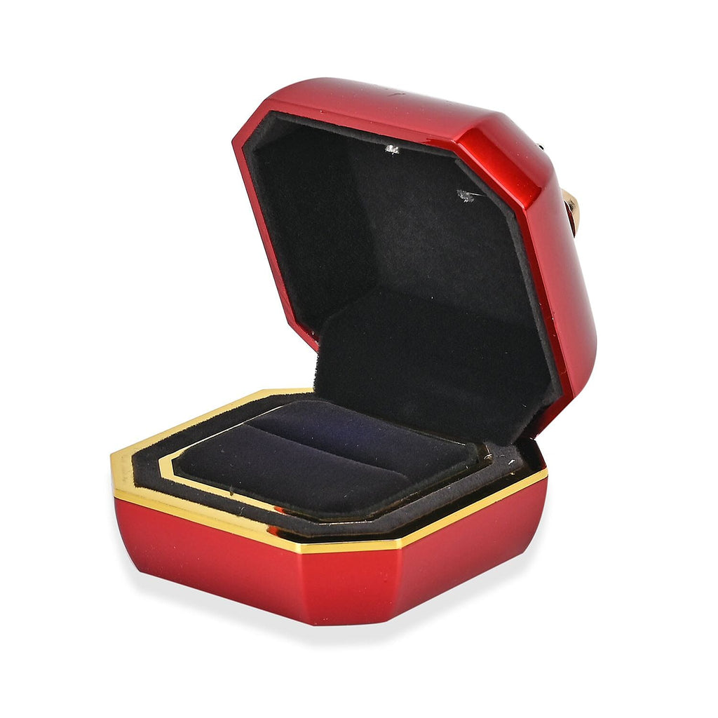 Luxurious Polished LED Lighted Solid Ring Box With Anti-Tarnish Protection (Size - 7x7x6 cm) - Red