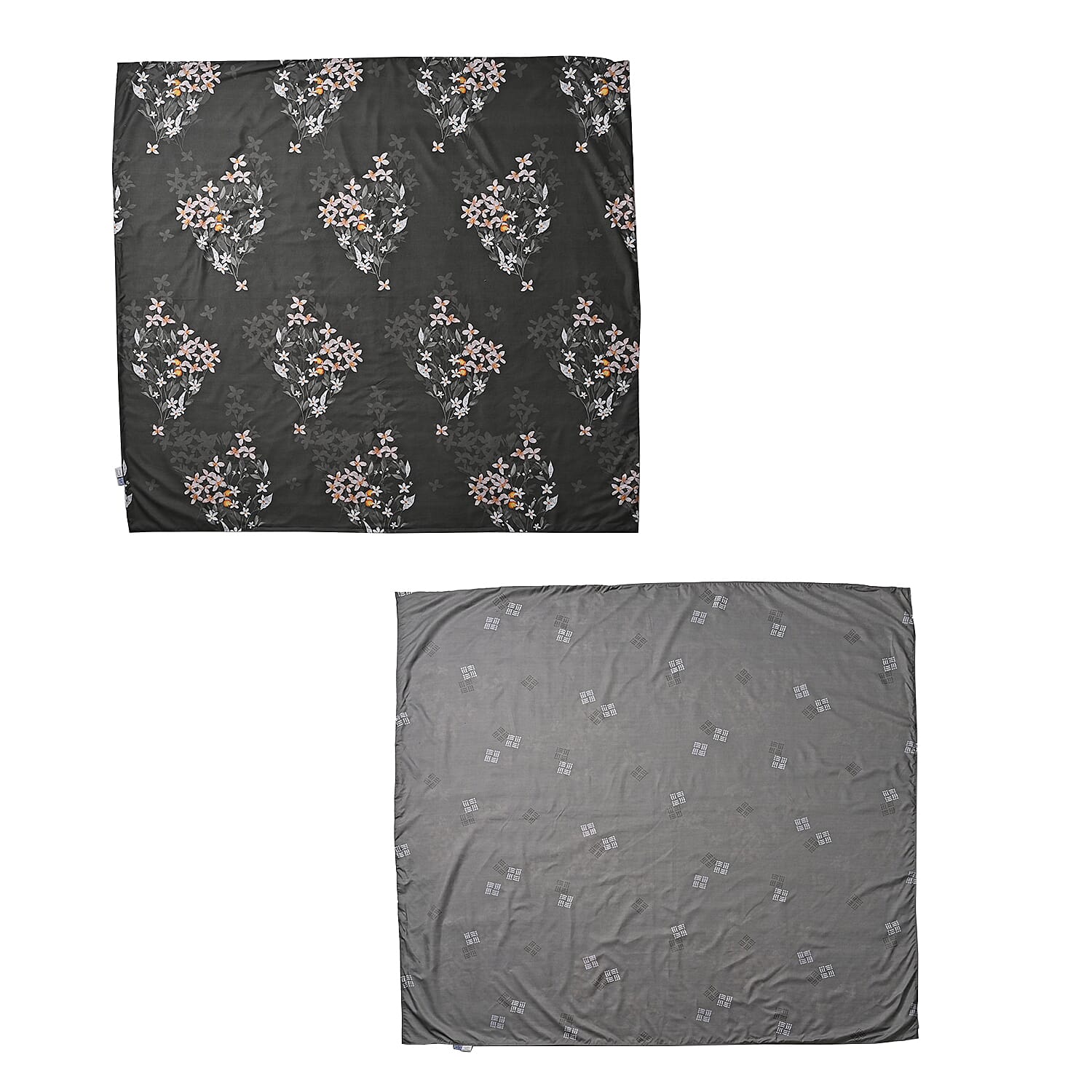 Polyester Printed Duvet Cover (Size 200x1 cm) - Charcoal & Grey