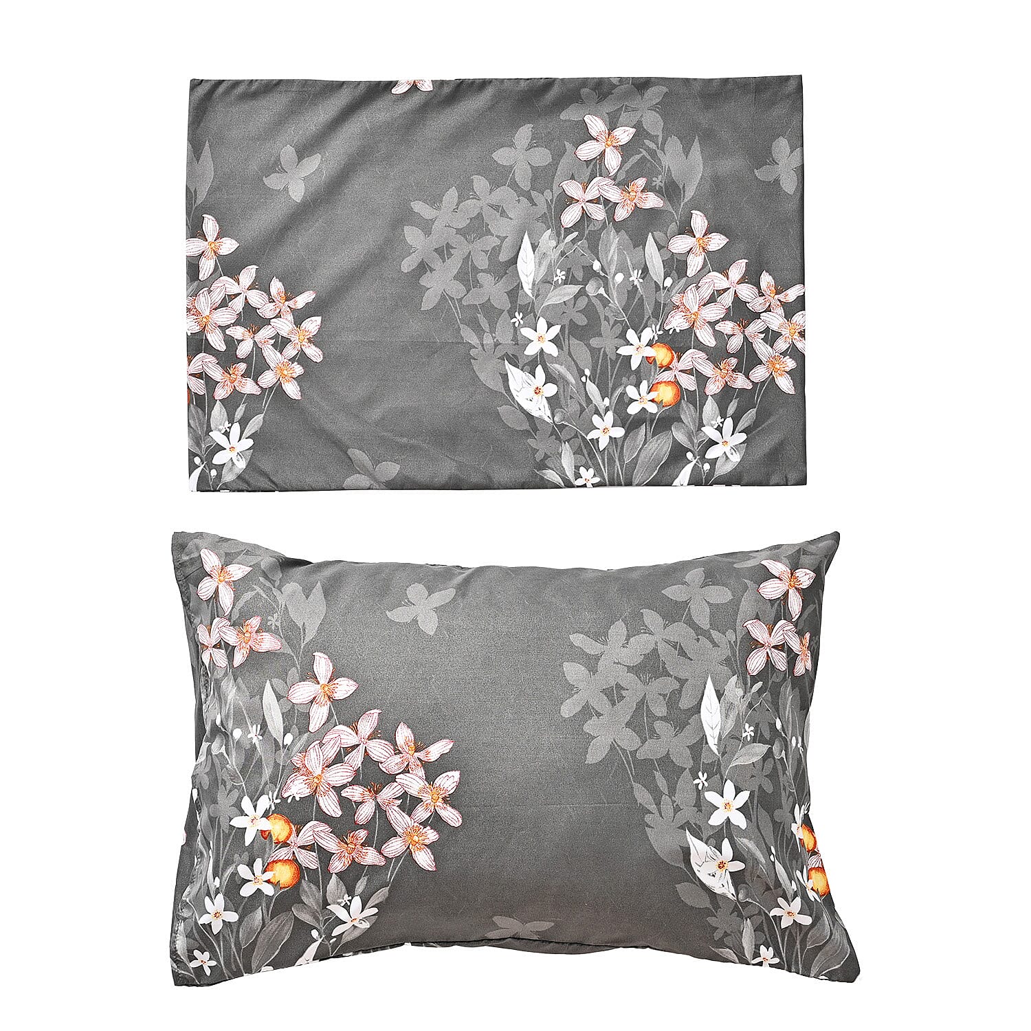 Polyester Printed Duvet Cover (Size 200x1 cm) - Charcoal & Grey