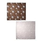 3 Piece Set - Floral Pattern Duvet Cover with 2 Pillow Cases (Double Size 200x200 cm) - Brown