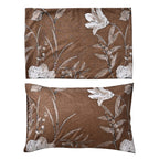 3 Piece Set - Floral Pattern Duvet Cover with 2 Pillow Cases (Double Size 200x200 cm) - Brown