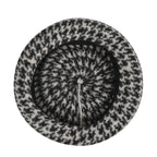 Woollen Houndstooth Pattern Beret Cap - Black (90% Wool)