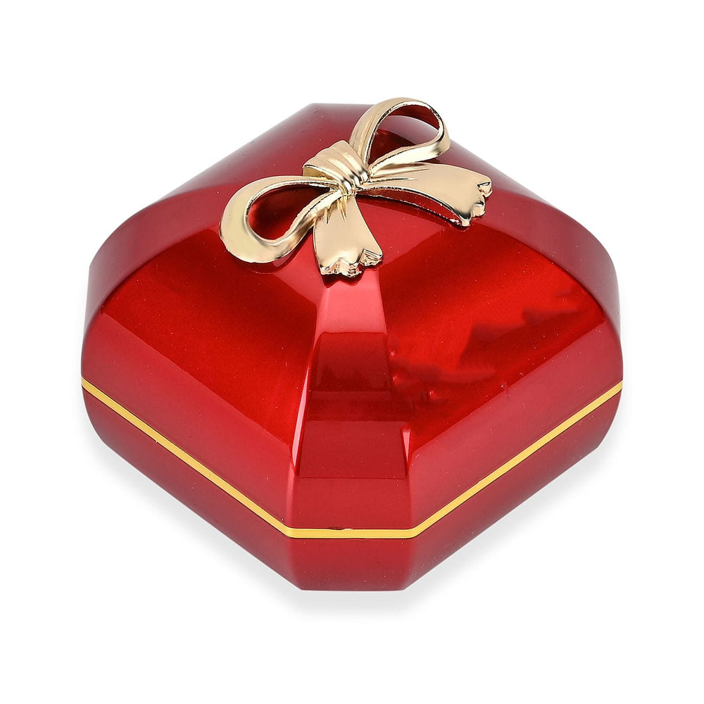 Solid Luxurious Polished Necklace and Pendant Jewellery Box With LED Light & Anti-Tarnish Protection (Size - 7x7x6 cm) - Red