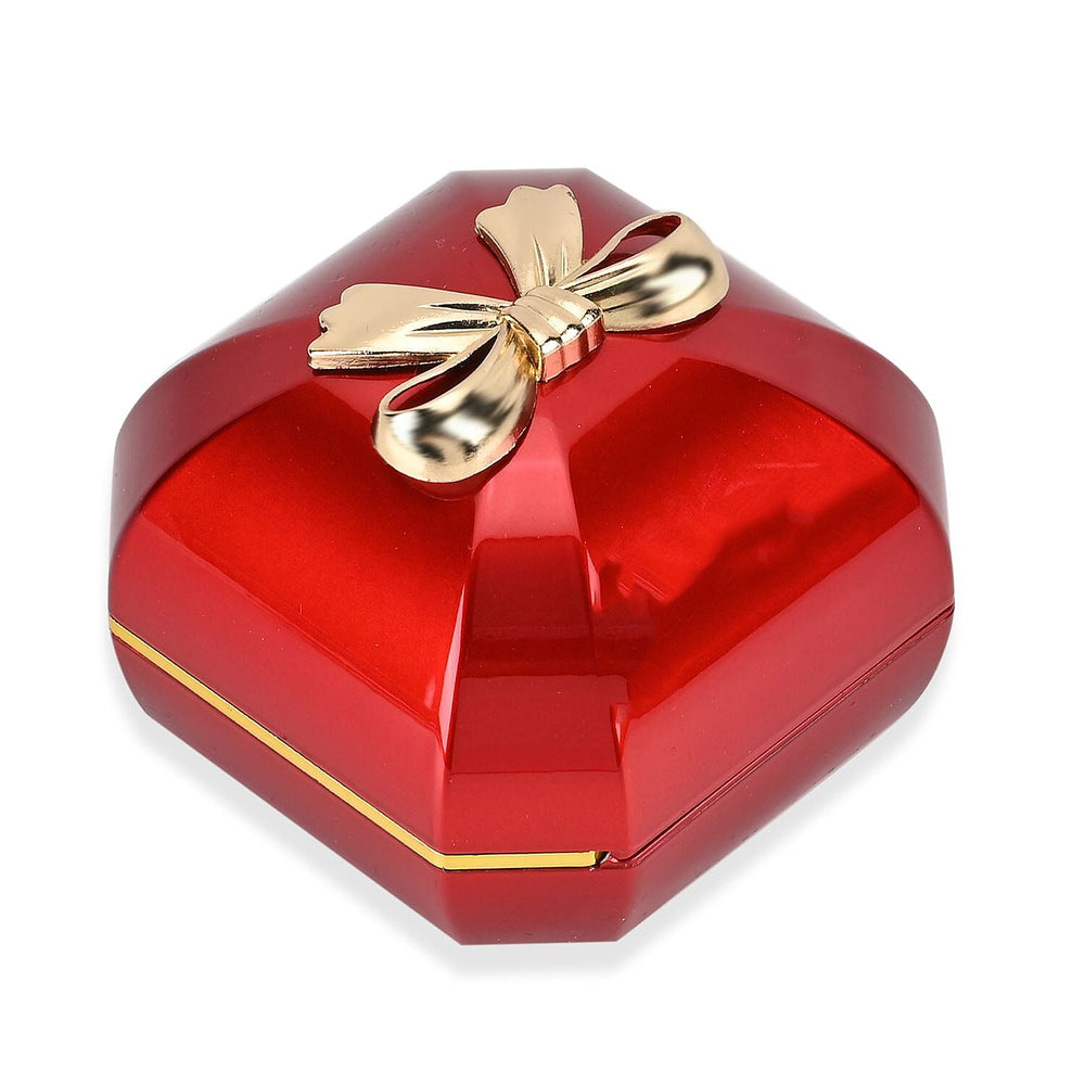 Solid Luxurious Polished Necklace and Pendant Jewellery Box With LED Light & Anti-Tarnish Protection (Size - 7x7x6 cm) - Red