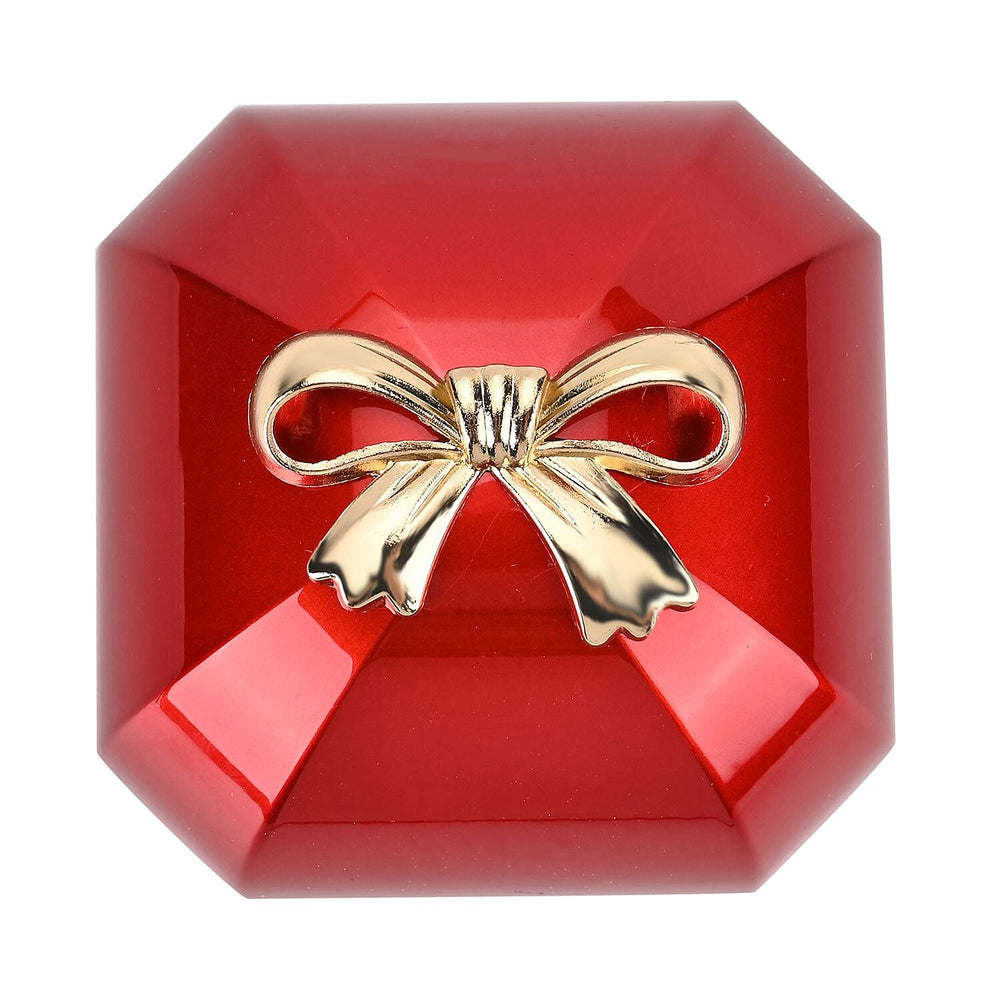 Solid Luxurious Polished Necklace and Pendant Jewellery Box With LED Light & Anti-Tarnish Protection (Size - 7x7x6 cm) - Red