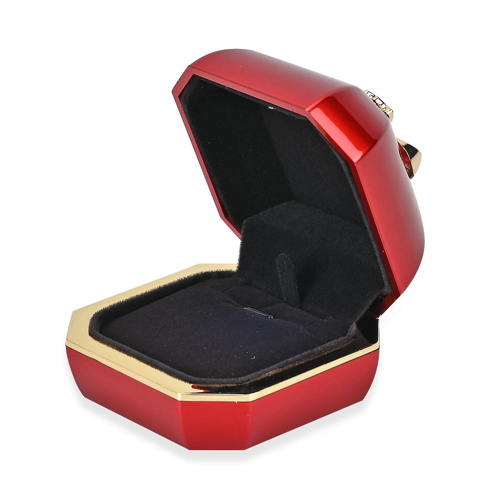 Solid Luxurious Polished Necklace and Pendant Jewellery Box With LED Light & Anti-Tarnish Protection (Size - 7x7x6 cm) - Red
