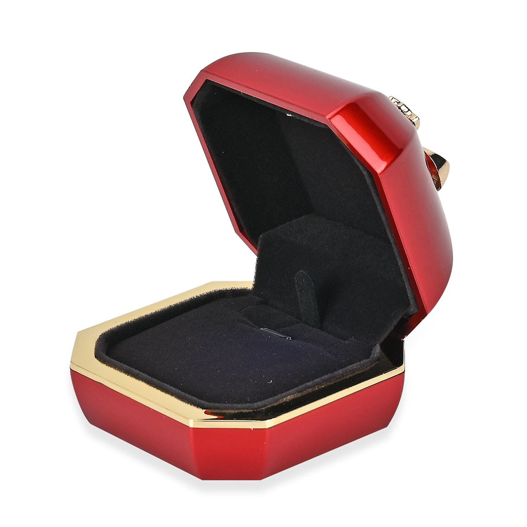 Solid Luxurious Polished Necklace and Pendant Jewellery Box With LED Light & Anti-Tarnish Protection (Size - 7x7x6 cm) - Red