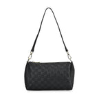 Genuine Leather Checker Crossbody Bag (Size 27x11x17 cm) - Black & Black