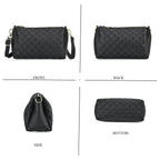 Genuine Leather Checker Crossbody Bag (Size 27x11x17 cm) - Black & Black
