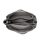 Genuine Leather Checker Crossbody Bag (Size 27x11x17 cm) - Black & Black