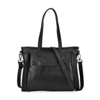 Premium Full Grain 100% Genuine Leather Tote Bag - Black