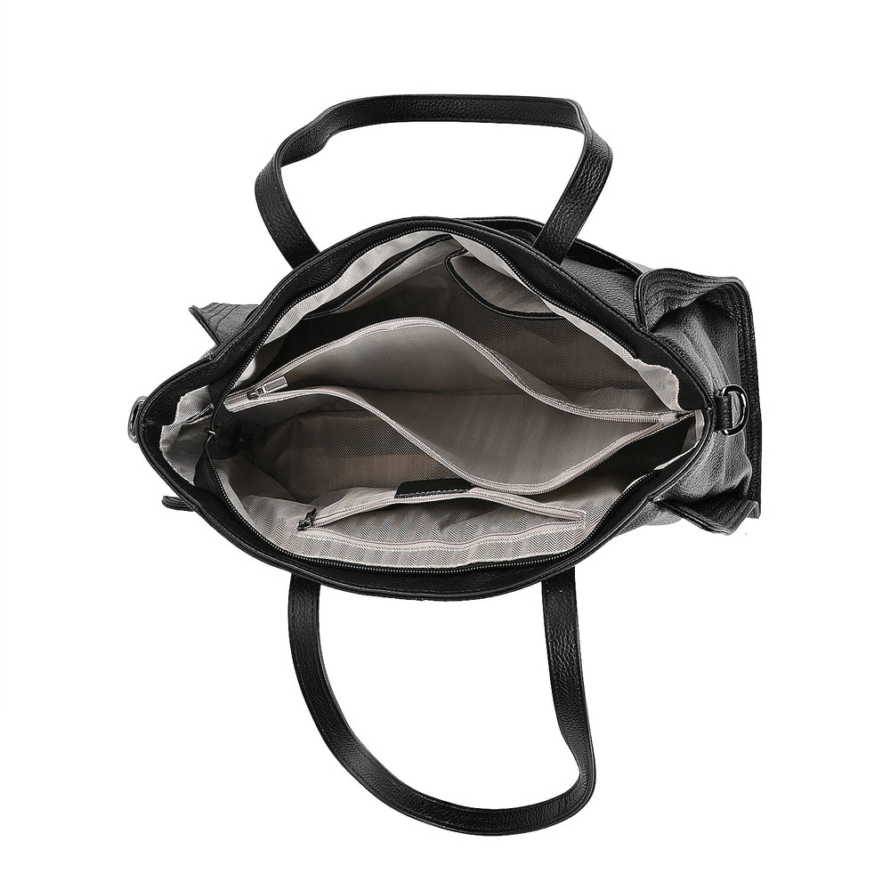 Premium Full Grain 100% Genuine Leather Tote Bag - Black