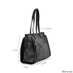 Premium Full Grain 100% Genuine Leather Tote Bag - Black