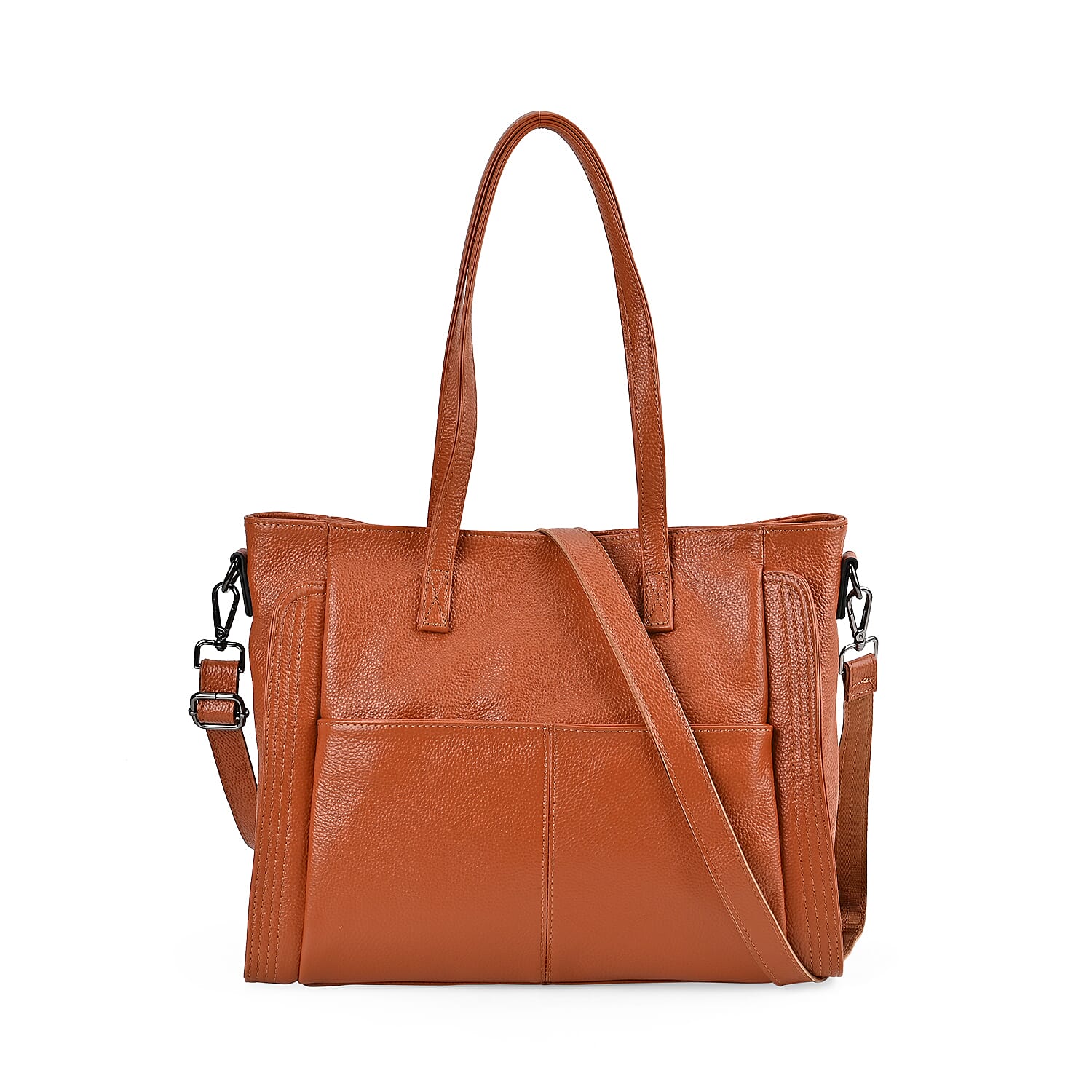 Premium Full Grain 100% Genuine Leather Tote Bag - Tan