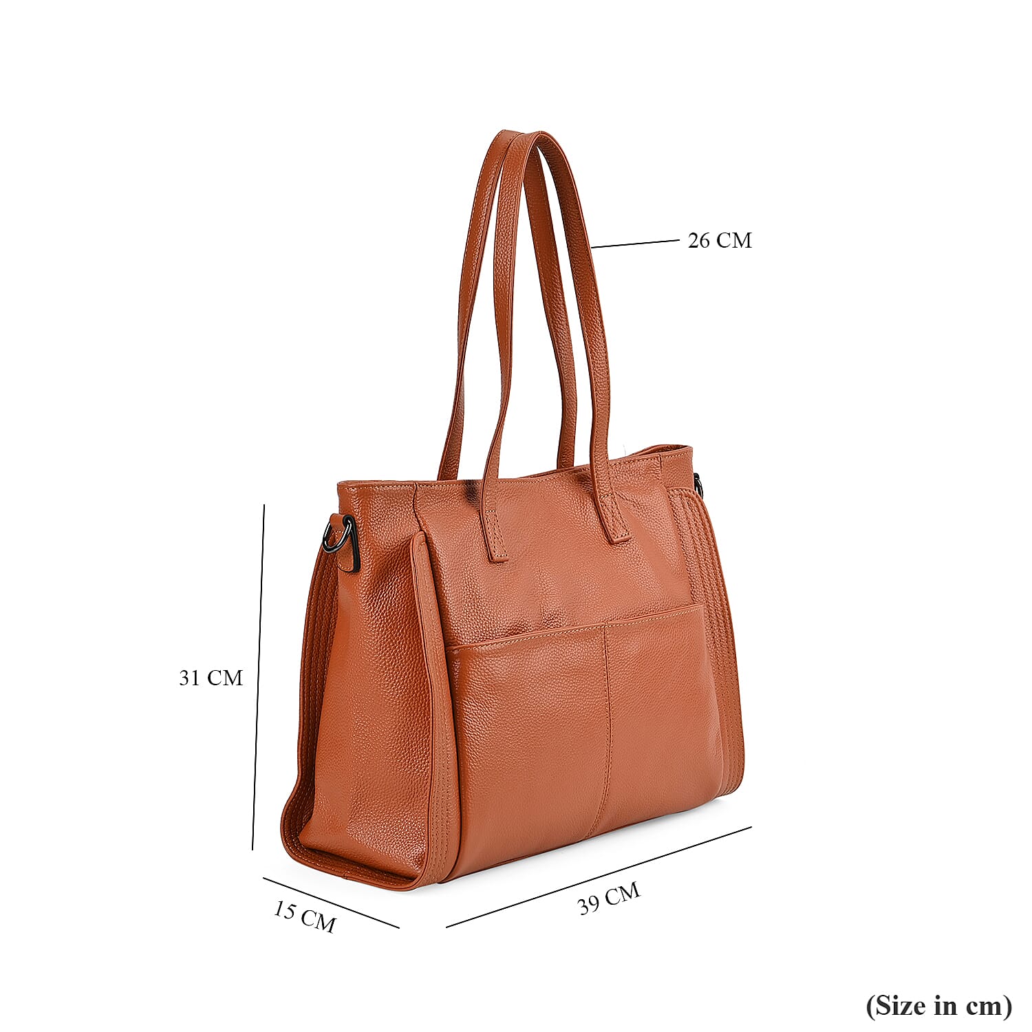 Premium Full Grain 100% Genuine Leather Tote Bag - Tan