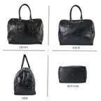 100% Genuine Leather DUFFLE Bag With Detachable Shoulder Strap - Black