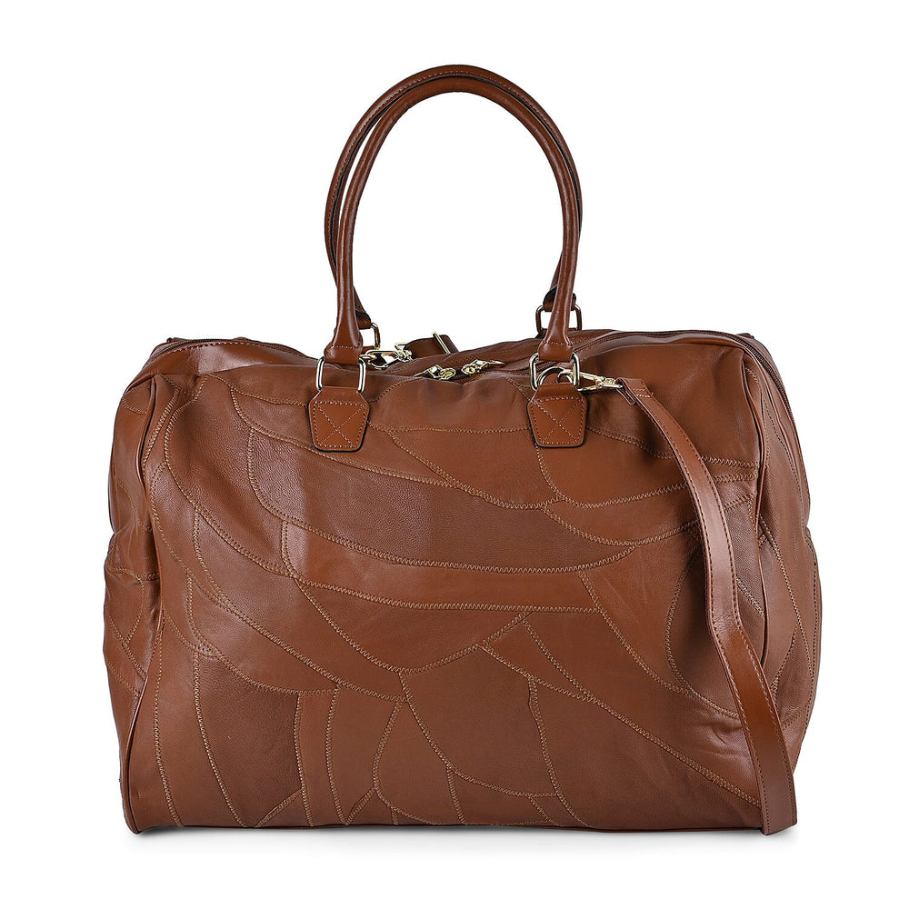 100% Genuine Leather DUFFLE Bag With Detachable Shoulder Strap - Brown (45x72x26cm)