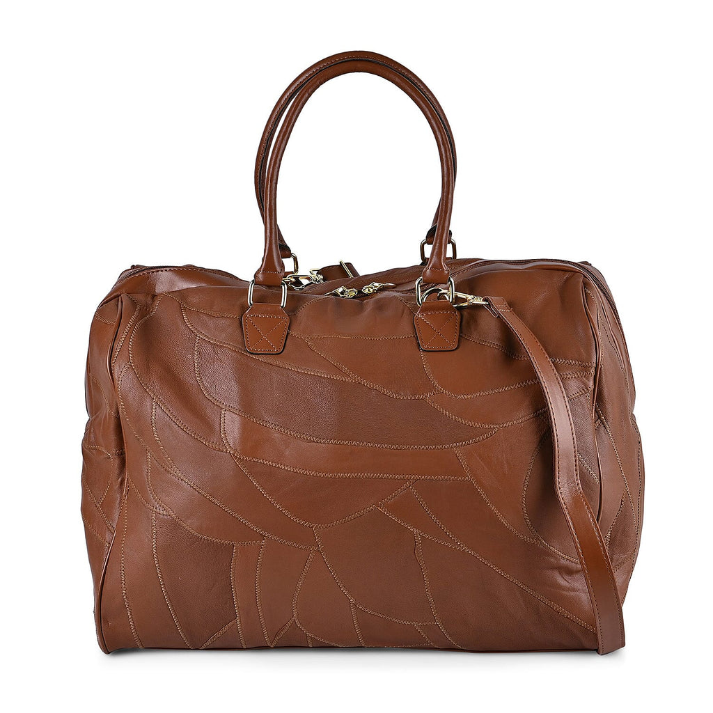 100% Genuine Leather DUFFLE Bag With Detachable Shoulder Strap - Brown (45x72x26cm)