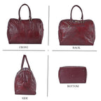 100% Genuine Leather DUFFLE Bag With Detachable Shoulder Strap - Burgundy