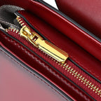 Designer Close Out - Genuine Leather Crossbody Bag with Shoulder Strap & Exterior Zipped Pocket - Burgundy