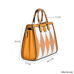 100% Genuine Leather Diamond Pattern Crossbody Bag with Handle Drop (120cm) - Yellow
