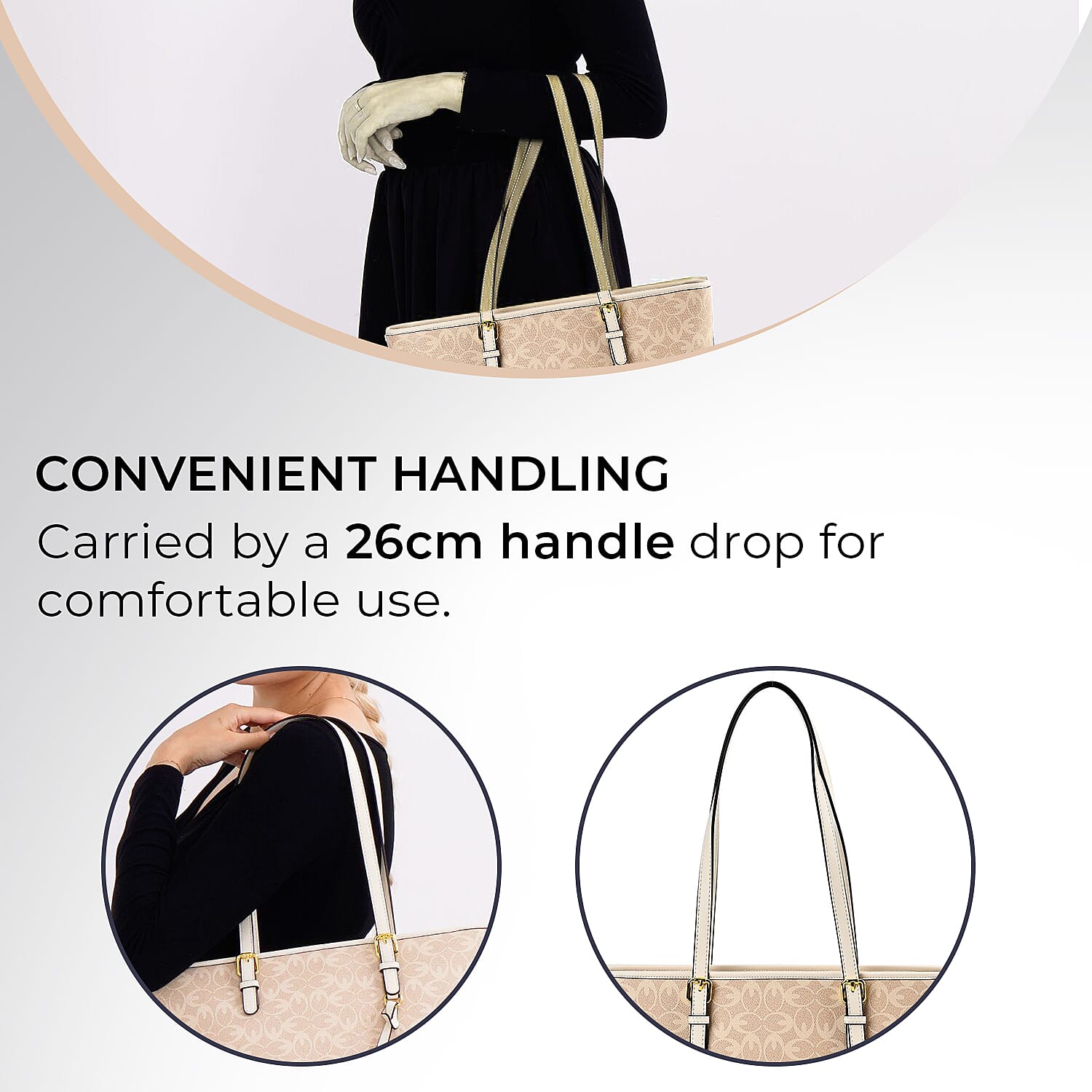 GUANCHI Tote Bag with Pouch & Handle Drop - Off White