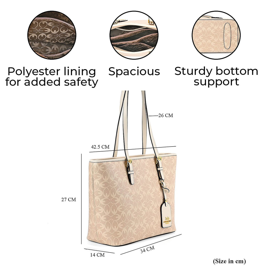 GUANCHI Tote Bag with Pouch & Handle Drop - Off White