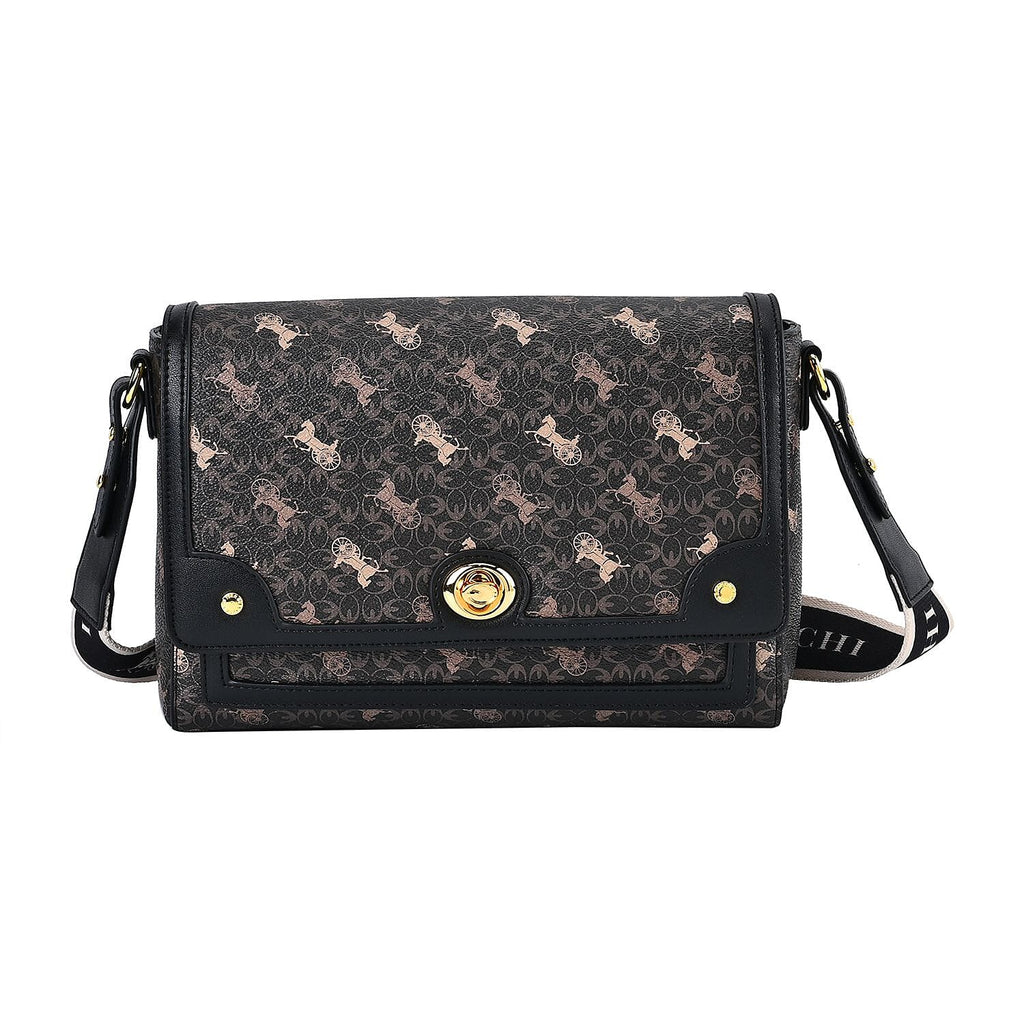 Guanchi PVC Patterned Crossbody Bag (Size 25x9x17 cm) - Dark Coffee - Brown